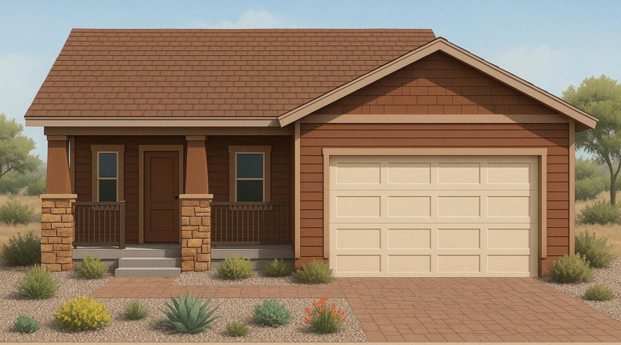 Suburban Home in Desert Landscape