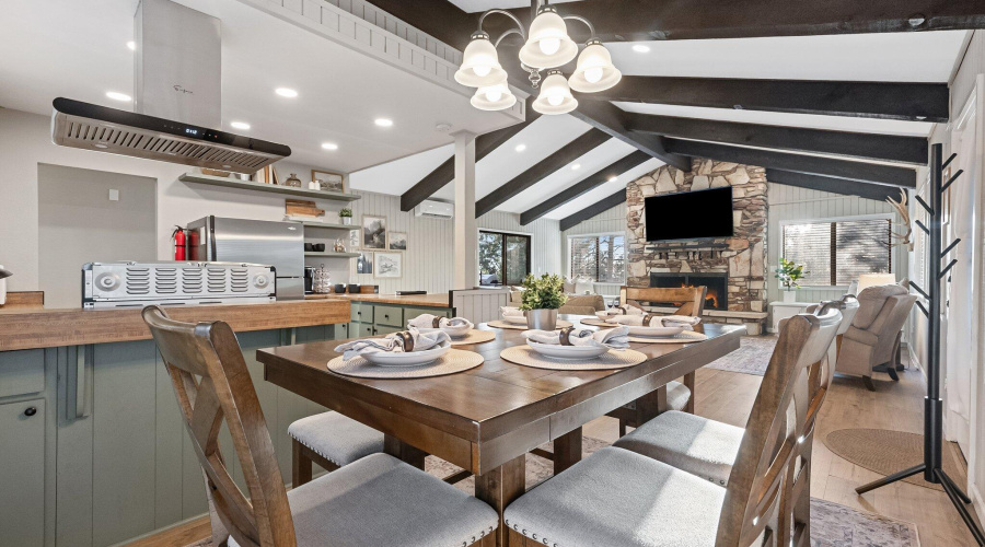 Dining Room into the Kitchen and Living