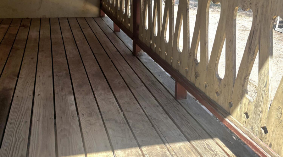 Back Covered Porch Steps & Railing