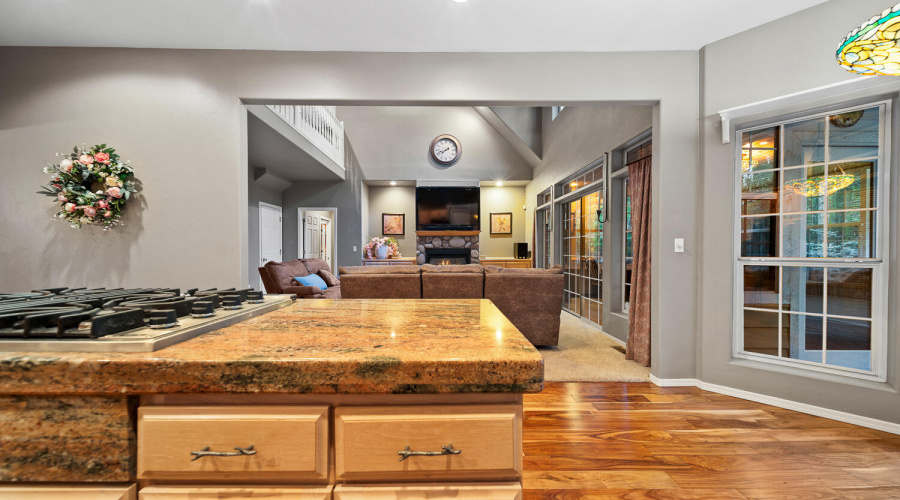 H kitchen view to living room