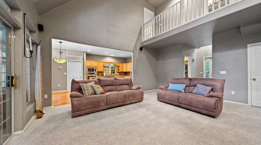 H living room view to kitchen