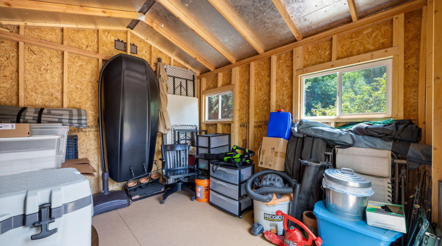Interior of shed