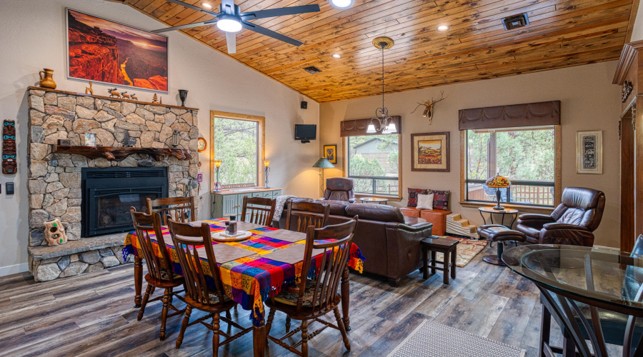 fireplace and living room