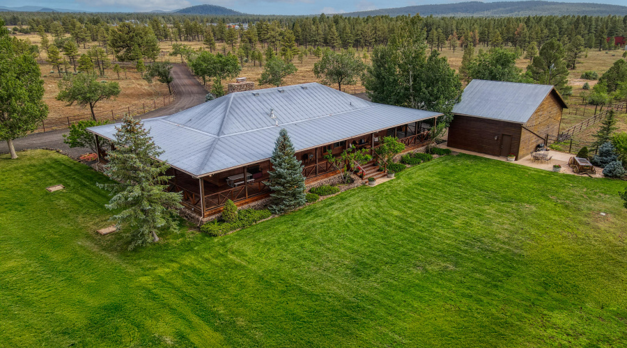Aerial View of the Home and Garage