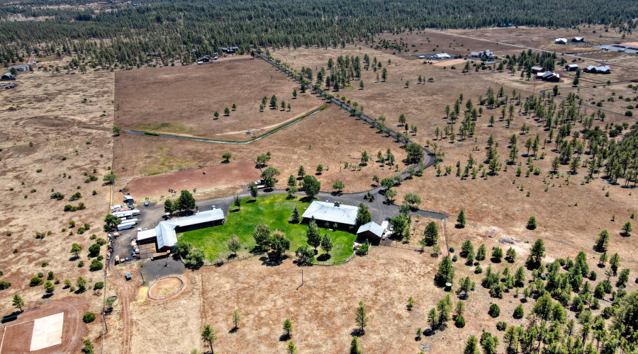 Aerial of Home, Land & Stables