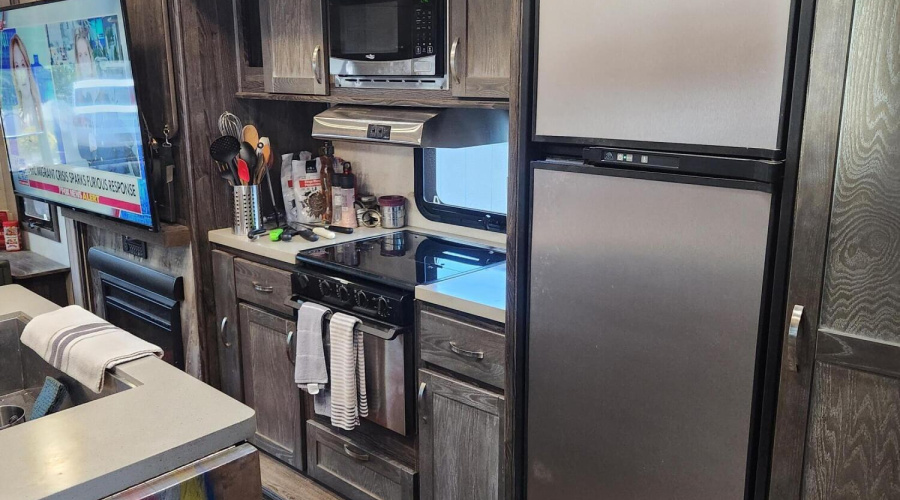 kitchen in the RV