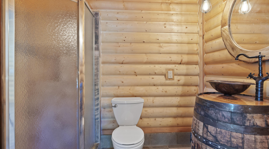 3/4 bathroom in garage