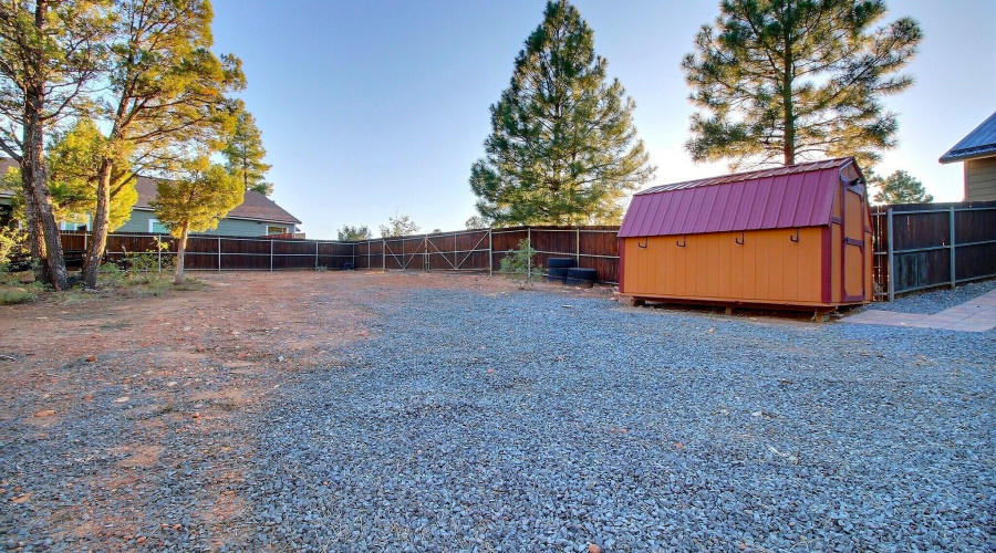 Extra large fenced backyard.