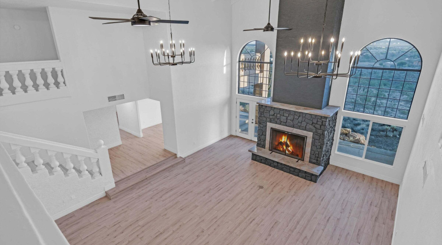Entryway looking down at Living room