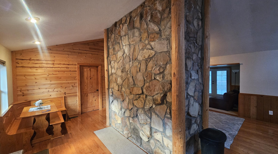 DINING NEAR ROCK FIREPLACE