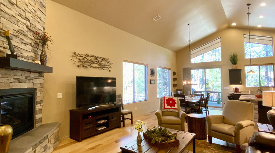 Stacked Stone Fireplace