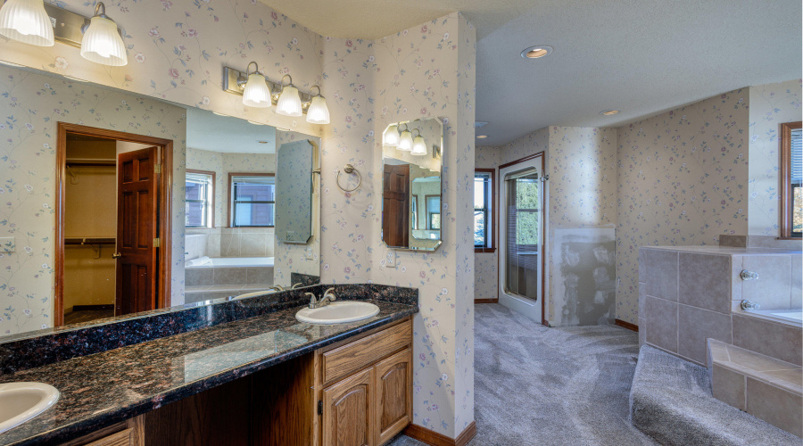 Upstairs bath double vanity