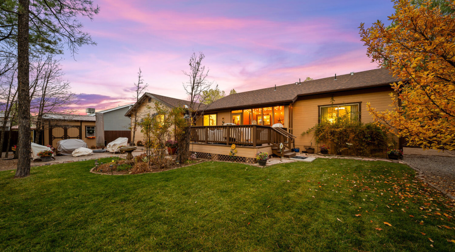 CB view of rear yard, patio and shed