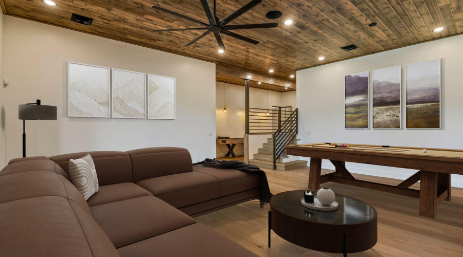 Virtually Staged Lower Level Living Room