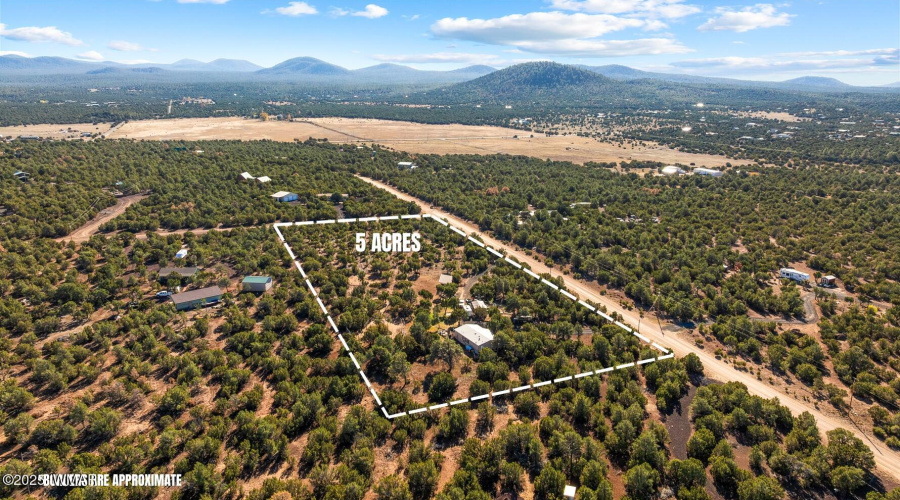 Aerial of 5 ACRES & Home in Vernon, AZ