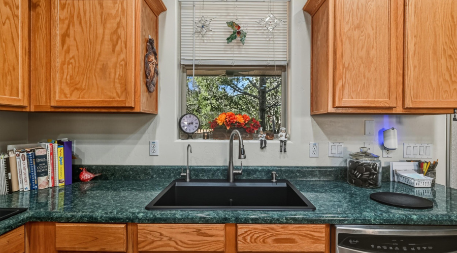 Kitchen sink area with view