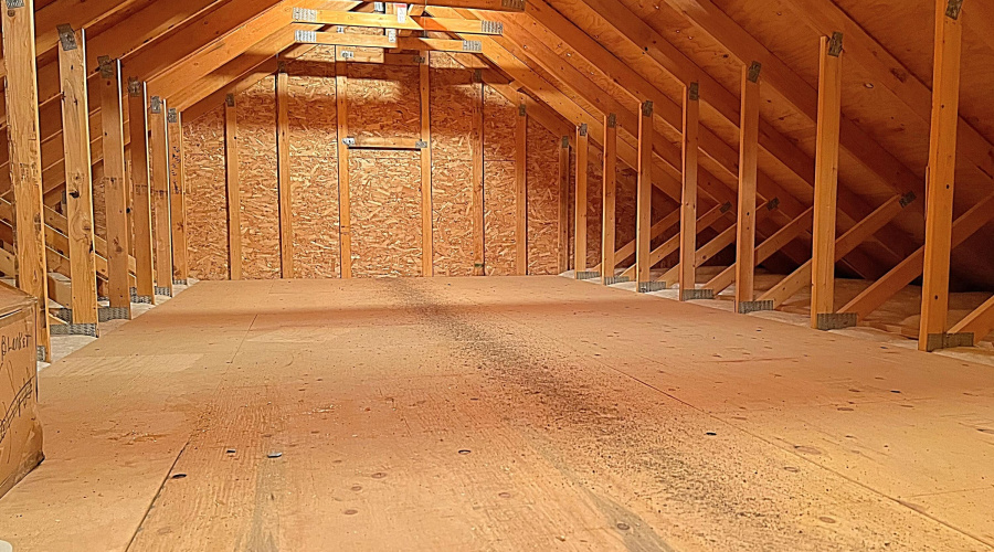 Ample storage upstairs of workshop