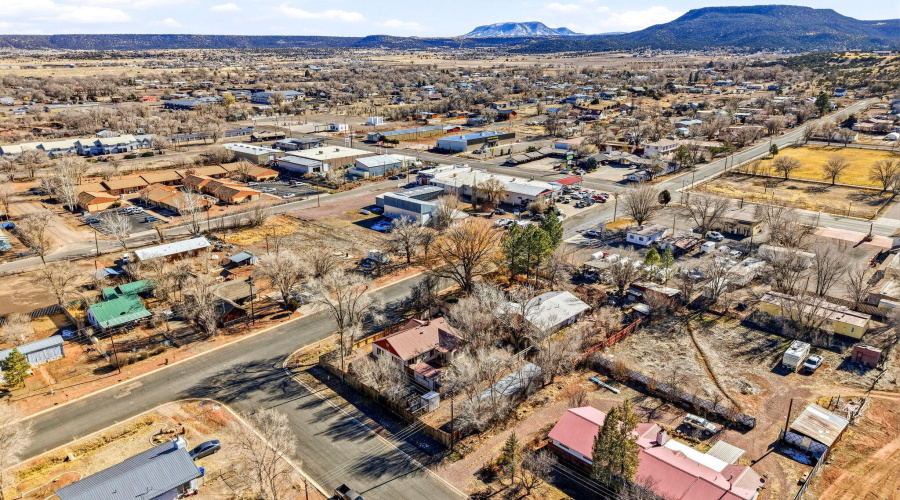Aerial with mountain views