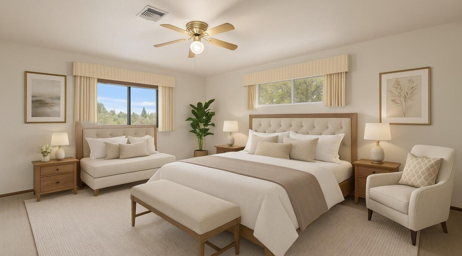 Virtually Staged Primary Bedroom