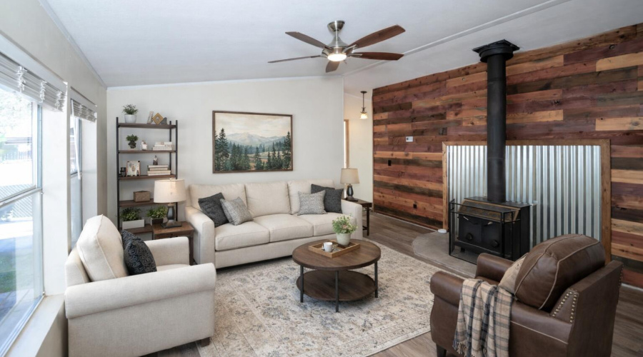 Living room virtually staged