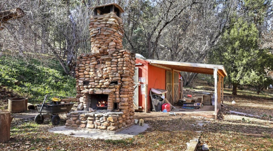 Outdoor Stone Fireplace