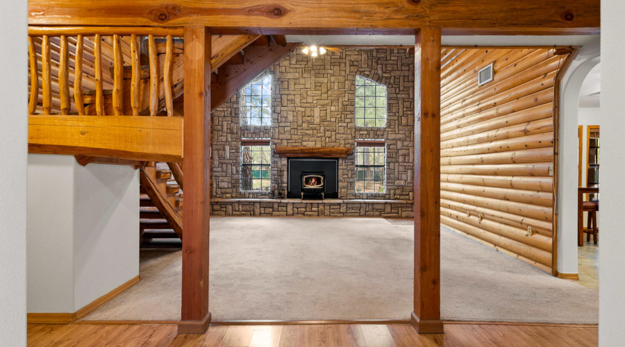 Stone Wall with Fireplace Insert