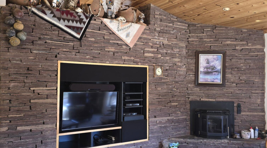Living Rm Stone Fireplace