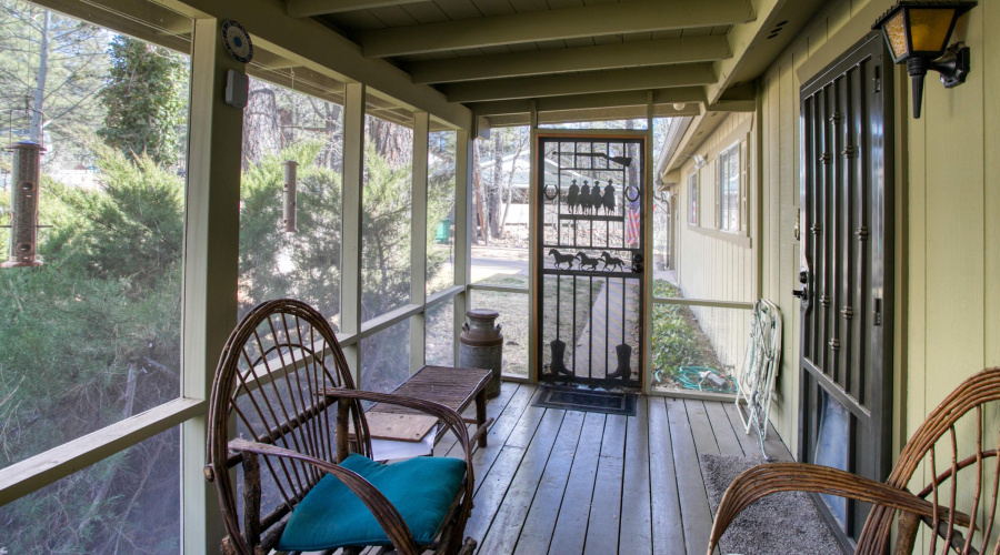 Screened-in front porch