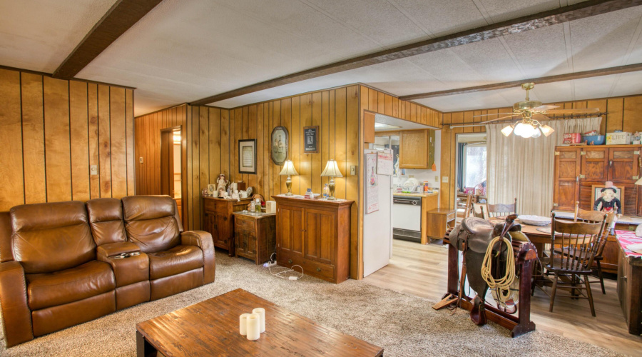 Open family room and dining area