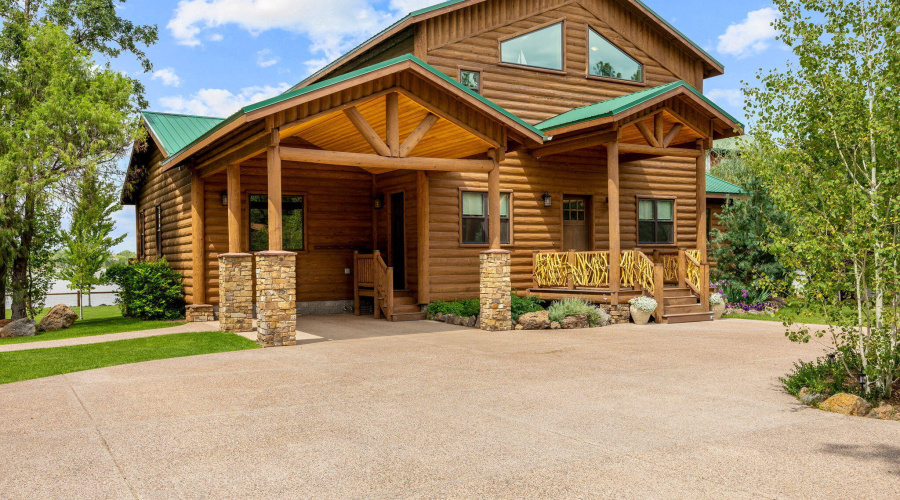 Front view with carport