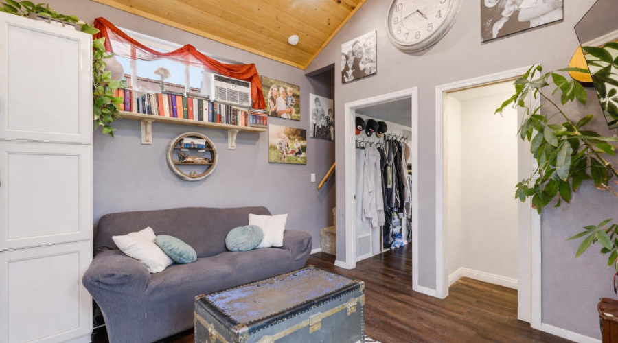 Cozy living room with antique trunk