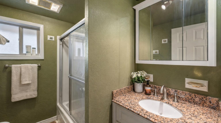 Virtually staged bathroom with granite v