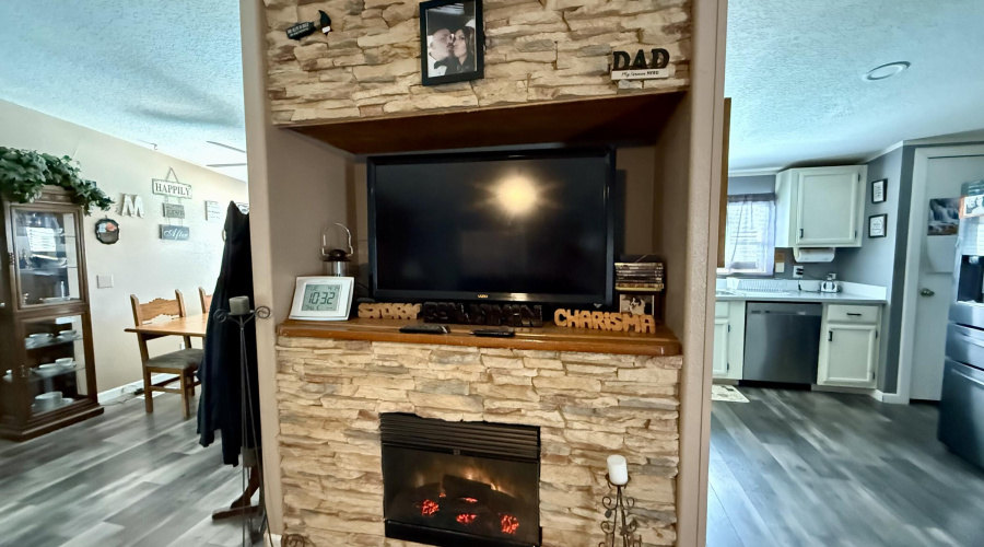 stone fireplace