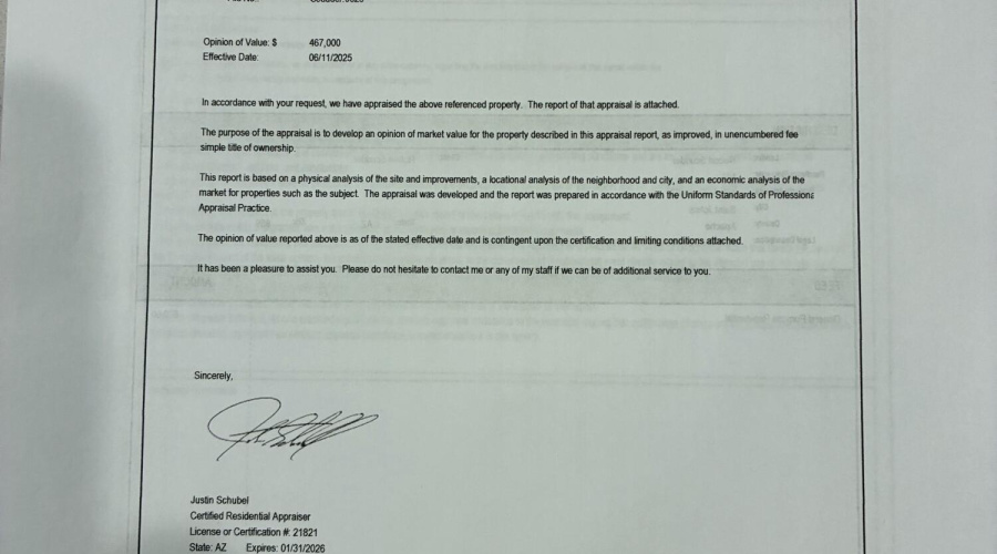 Appraiser's Statement of Value