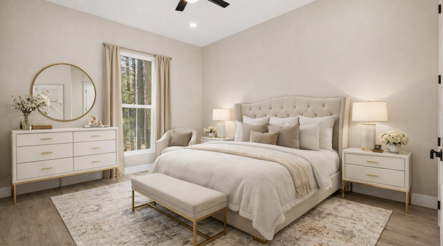 Elegant luxury bedroom with gold accents