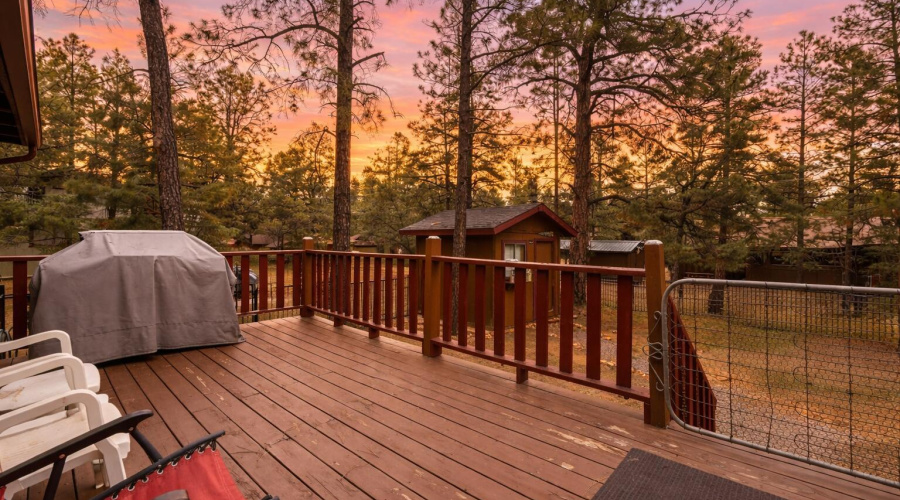 Sunset on the wooden deck