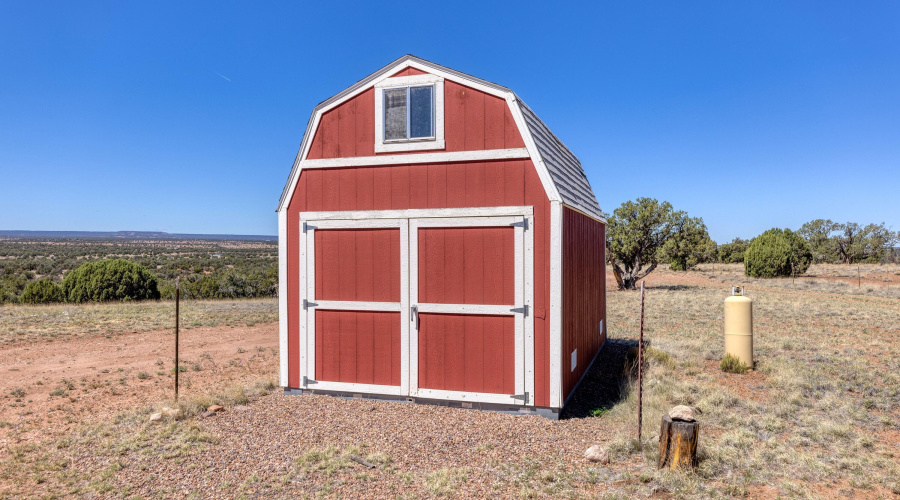 Storage shed with loft.