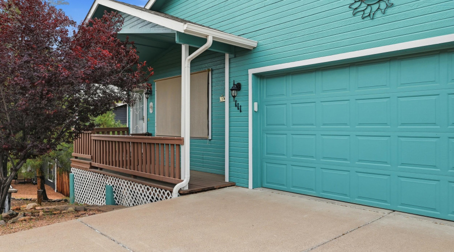 garage and front covered patio
