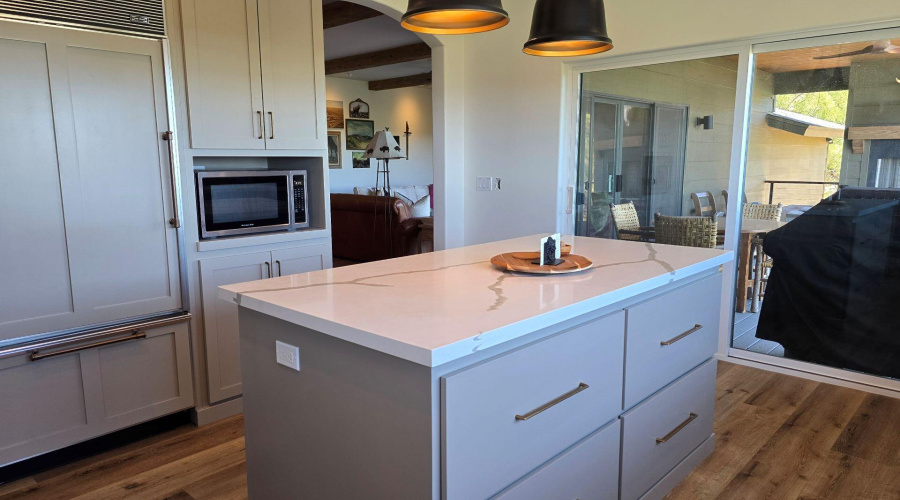 Kitchen with Glass doors too Porch