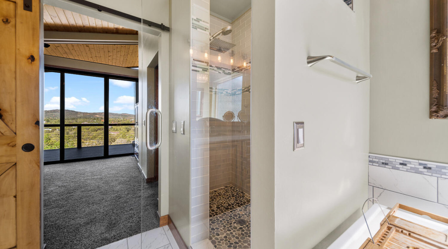 View from Primary Bath to Bedroom Area