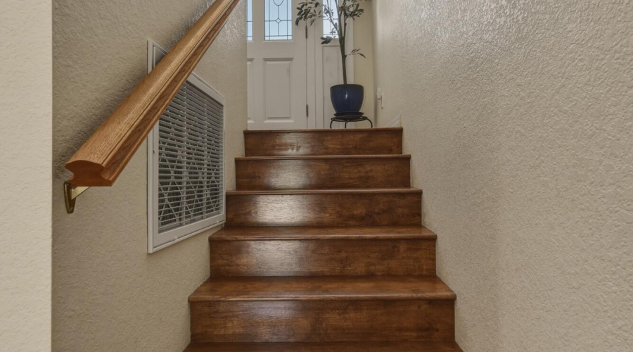 downstairs