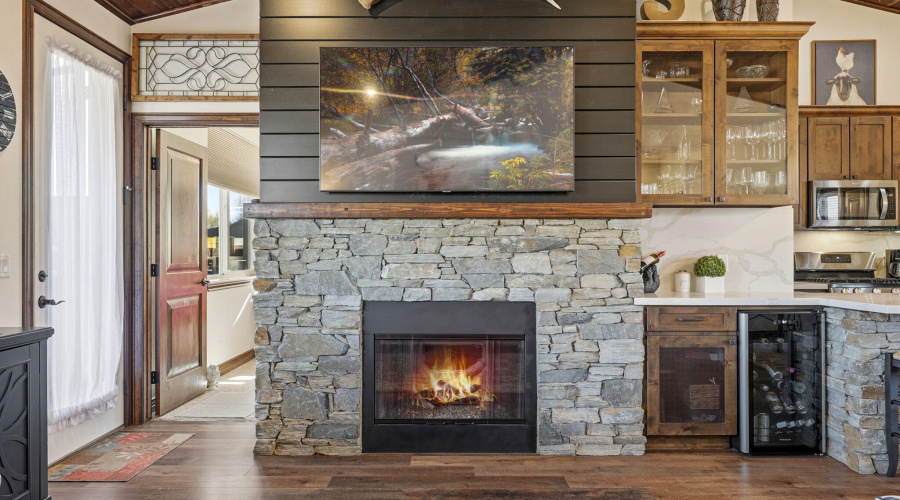 Gas Fireplace, Wine Fridge & Dry Bar