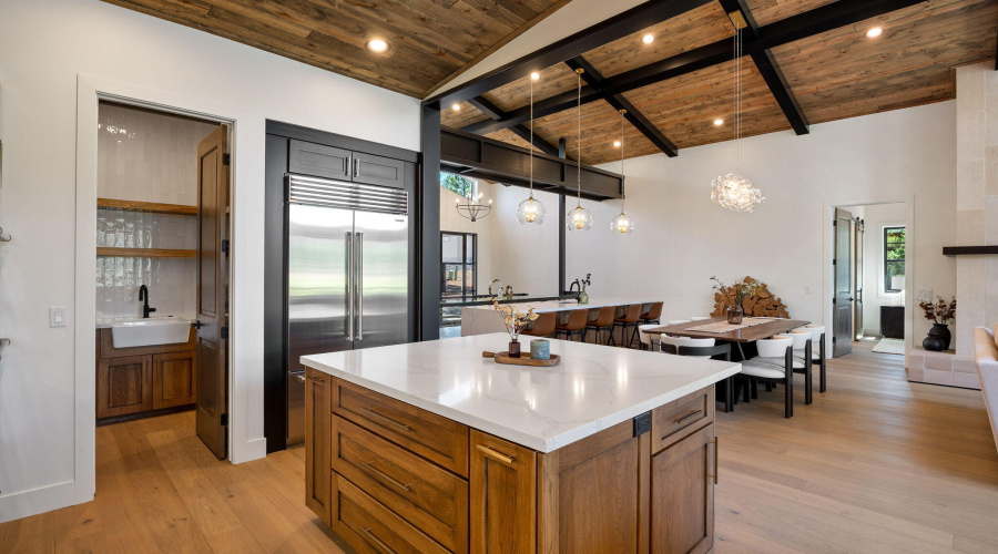 Kitchen to Dining and Living