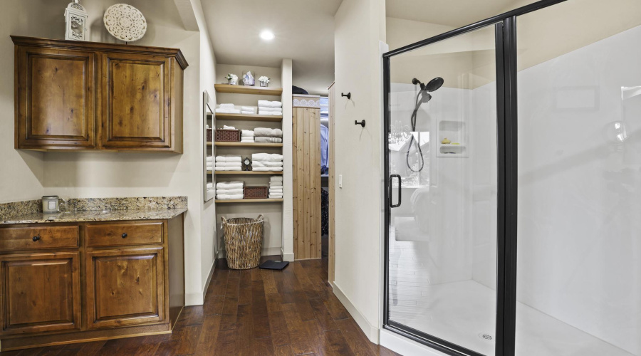 Lots of storage in master bathroom