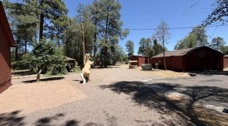 Looking at gazebo, firepit, & gym