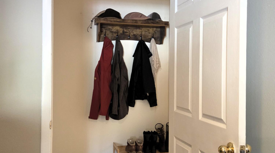 coat rack at laundry rm