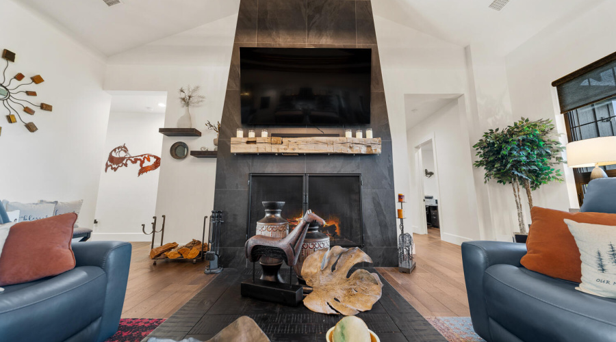 Striking Wood Burning Fireplace