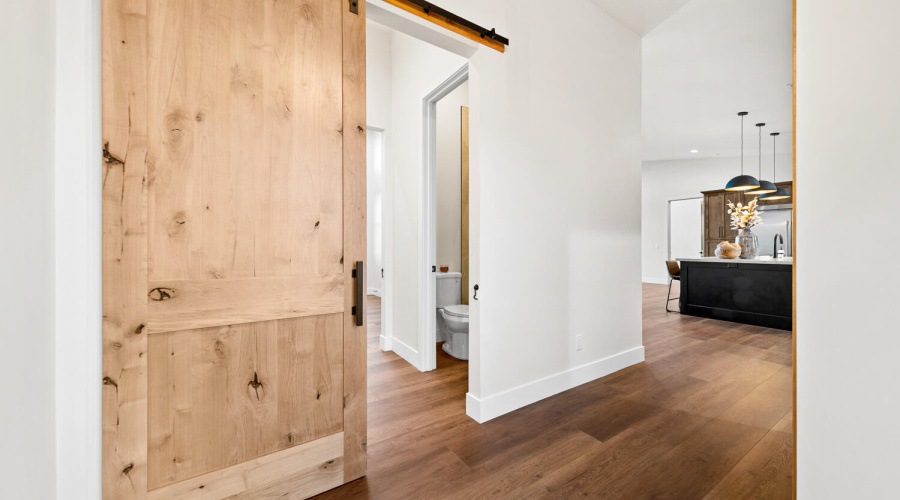 Gorgeous Barn Door leading to Guest Bath