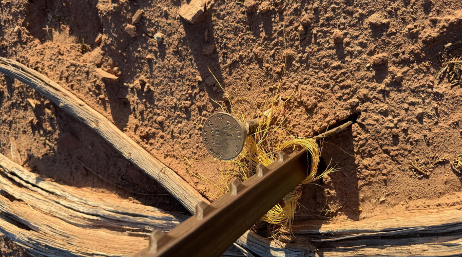 Survey marker near the northwest corner