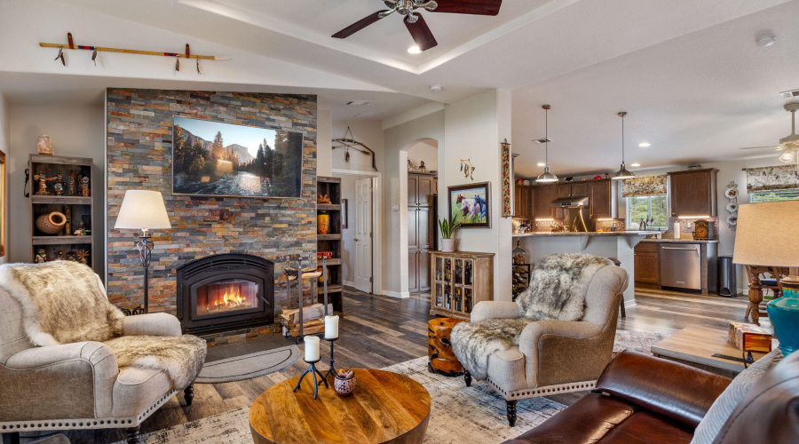Stunning wood fireplace